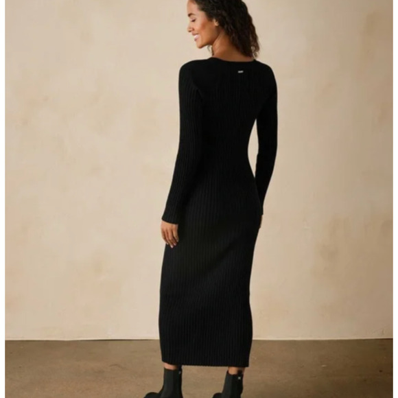$150 The Normal Brand Rib Dress 100 Cotton Ava Black Maxi LongSleeve Bodycon XL - Picture 4 of 13
